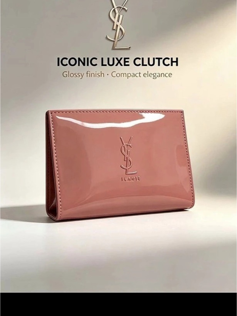 Saint Laurent Luxe Clutch Glossy Clutch in Pink NWT